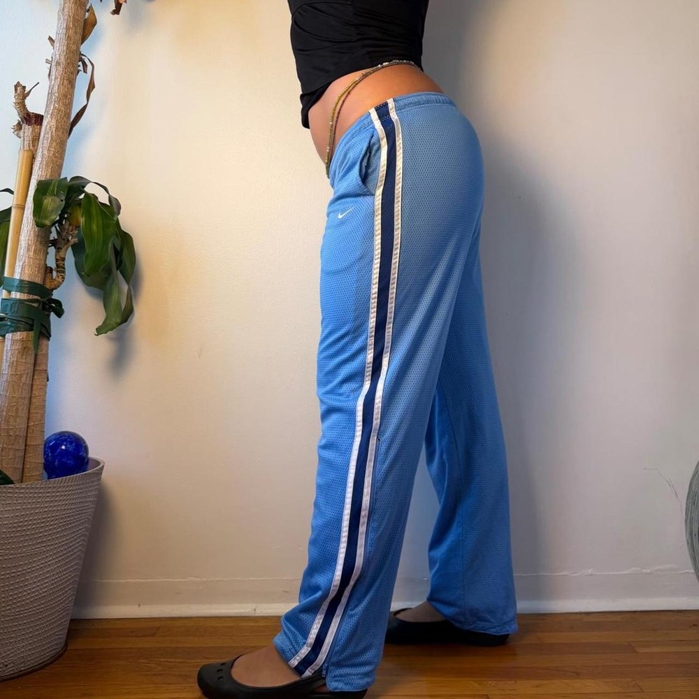 Nike Vintage Y2K Reversible Track Pants Navy Baby Blue Wide Leg Medium Large - Picture 3 of 8